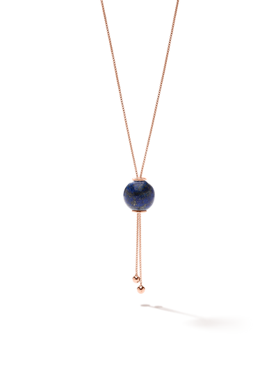 528 by CfH - Gliding Crystal Sphere Necklace - Lapis - 18K Rose Gold Vermeil - Close Up