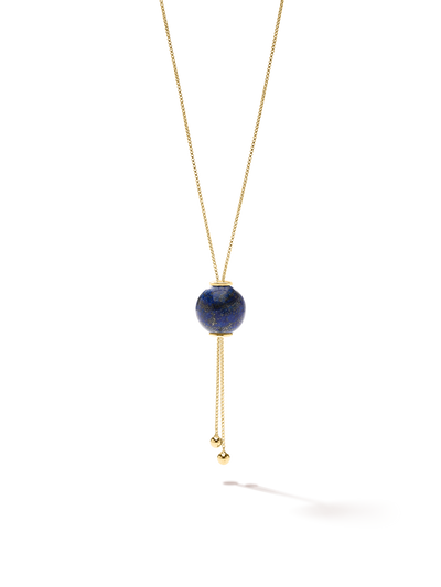 528 by CfH - Gliding Crystal Sphere Necklace - Lapis - 18K Yellow Gold Vermeil - Close Up