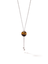528 by CfH - Gliding Crystal Sphere Necklace - Tiger's Eye - White Rhodium Plated Sterling Silver - Close Up