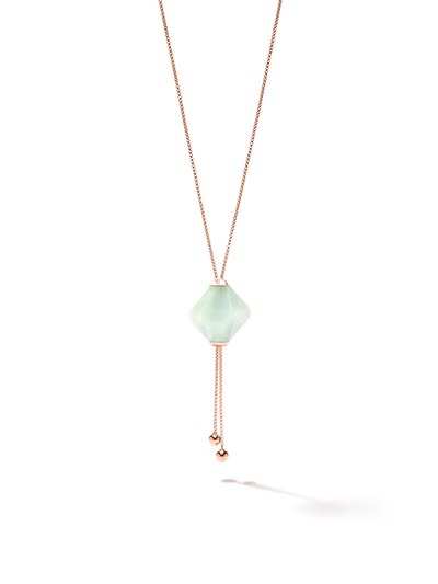 528 by CfH - Gliding Crystal Twin Pyramid Necklace - Amazonite - 18K Rose Gold Vermeil - Close Up