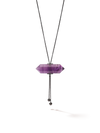528 by CfH - Gliding Crystal Double Point Necklace - Amethyst - Black Ruthenium Plated Sterling Silver - Close Up