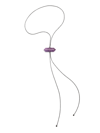 528 by CfH - Gliding Crystal Double Point Necklace - Amethyst - Black Ruthenium Plated Sterling Silver - Silo