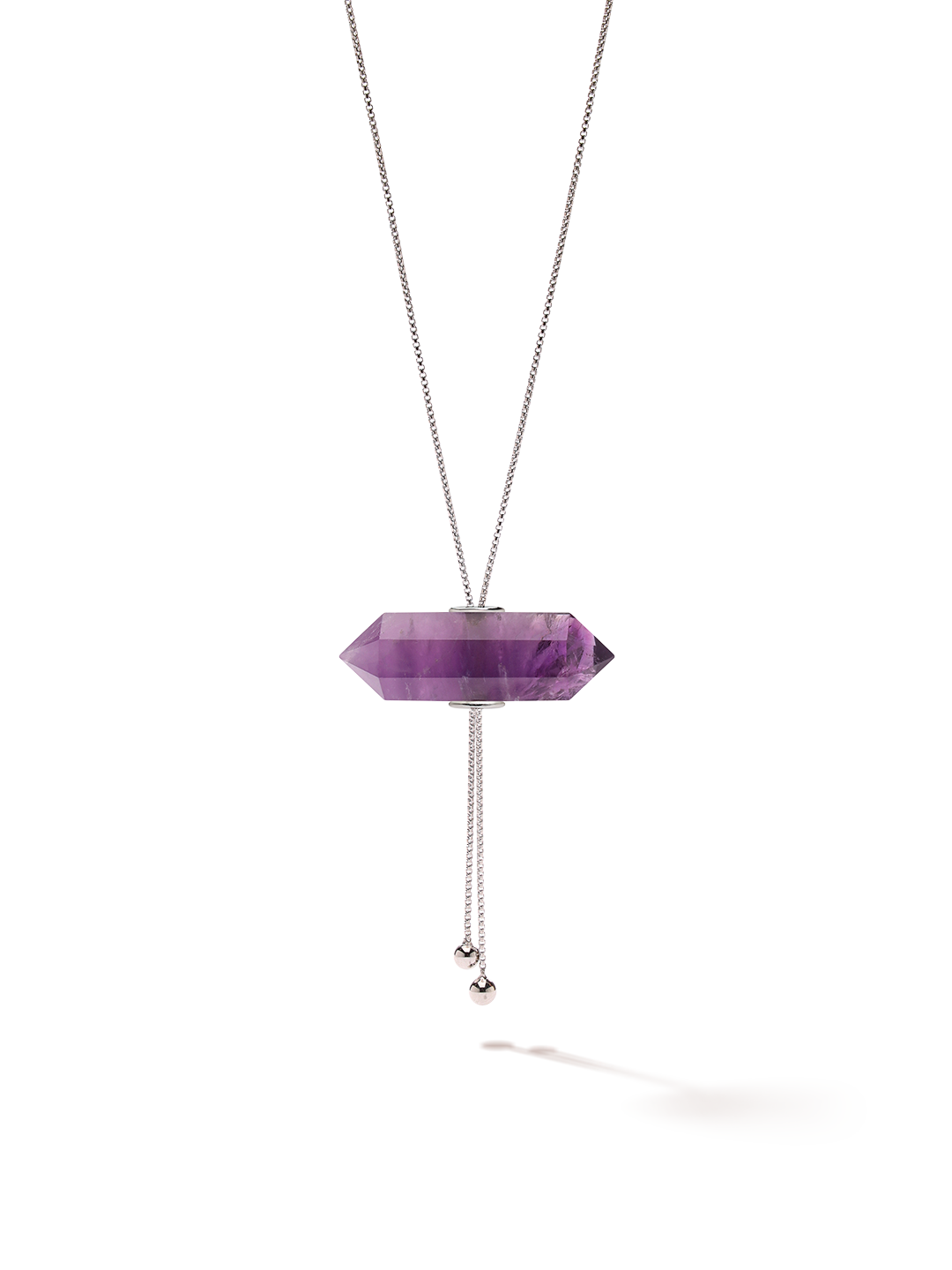 999 high quality Sterling Silver, Double Point, Amethyst Crystal Wand Pendant