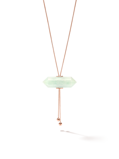 528 by CfH - Gliding Crystal Double Point Necklace - Amazonite - 18K Rose Gold Vermeil - Close Up