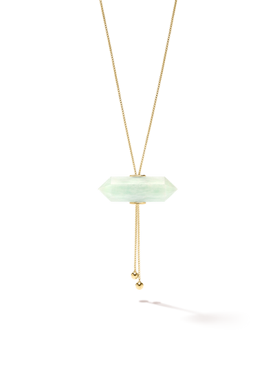 528 by CfH - Gliding Crystal Double Point Necklace - Amazonite - 18K Yellow Gold Vermeil - Close Up