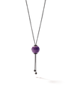 528 by CfH - Gliding Crystal Sphere Necklace - Amethyst - Black Ruthenium Plated Sterling Silver - Close Up