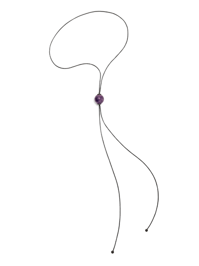 528 by CfH - Gliding Crystal Sphere Necklace - Amethyst - Black Ruthenium Plated Sterling Silver - Silo