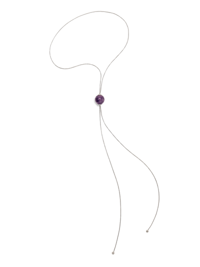 528 by CfH - Gliding Crystal Sphere Necklace - Amethyst - White Rhodium Plated Sterling Silver - Silo