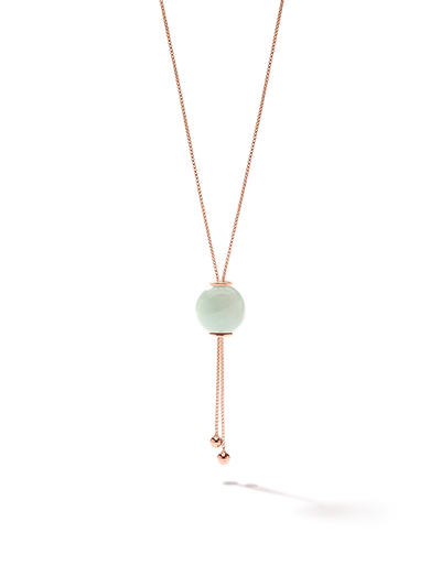 528 by CfH - Gliding Crystal Sphere Necklace - Amazonite - 18K Rose Gold Vermeil - Close Up