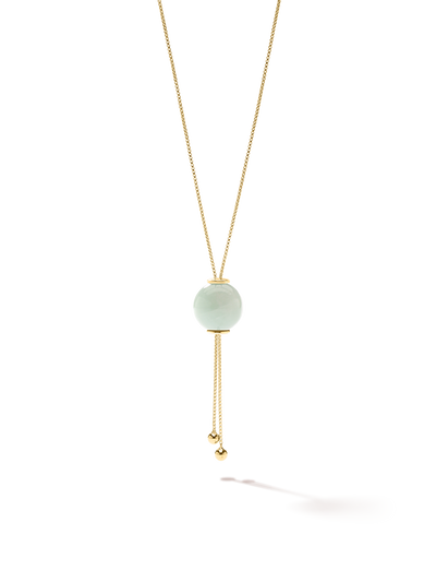 528 by CfH - Gliding Crystal Sphere Necklace - Amazonite - 18K Yellow Gold Vermeil - Close Up