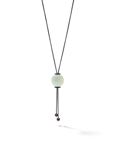 528 by CfH - Gliding Crystal Sphere Necklace - Amazonite - Black Ruthenium Plated Sterling Silver - Close Up