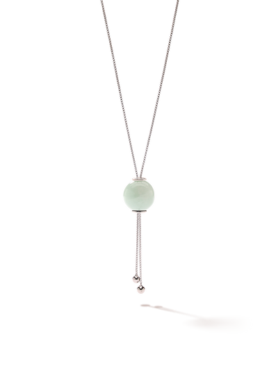 528 by CfH - Gliding Crystal Sphere Necklace - Amazonite - White Rhodium Plated Sterling Silver - Close Up