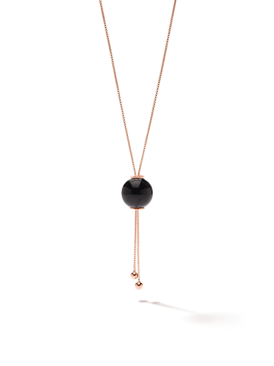 528 by CfH - Gliding Crystal Sphere Necklace - Black Jasper - 18K Rose Gold Vermeil - Close Up