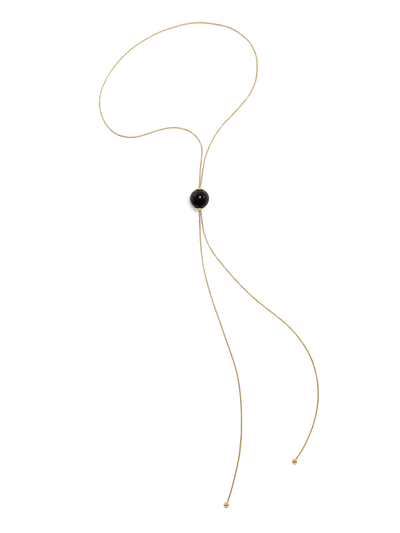 528 by CfH - Gliding Crystal Sphere Necklace - Black Jasper - 18K Yellow Gold Vermeil - Silo