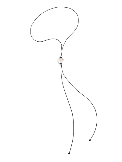 528 by CfH - Gliding Crystal Sphere Necklace - Clear Quartz - Black Ruthenium Plated Sterling Silver - Silo