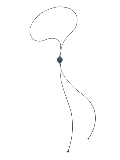 528 by CfH - Gliding Crystal Sphere Necklace - Lapis - Black Ruthenium Plated Sterling Silver - Silo