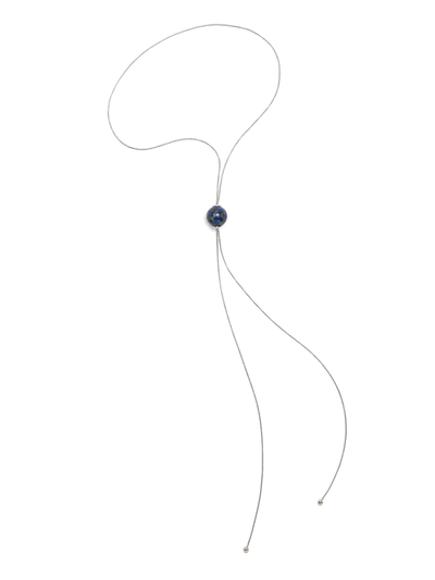 528 by CfH - Gliding Crystal Sphere Necklace - Lapis - White Rhodium Plated Sterling Silver - Silo