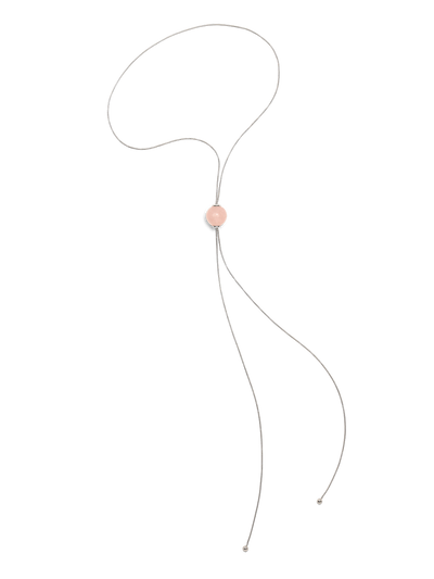 528 by CfH - Gliding Crystal Sphere Necklace - Rose Quartz - White Rhodium Plated Sterling Silver - Silo