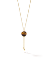 528 by CfH - Gliding Crystal Sphere Necklace - Tiger's Eye - 18K Yellow Gold Vermeil - Close Up