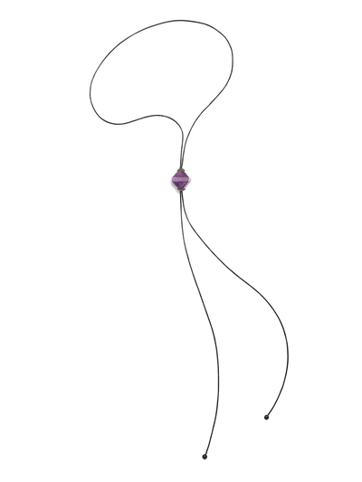 528 by CfH - Gliding Crystal Twin Pyramid Necklace - Amethyst - Black Ruthenium Plated Sterling Silver - Silo
