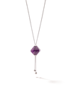 528 by CfH - Gliding Crystal Twin Pyramid Necklace - Amethyst - White Rhodium Plated Sterling Silver - Close Up