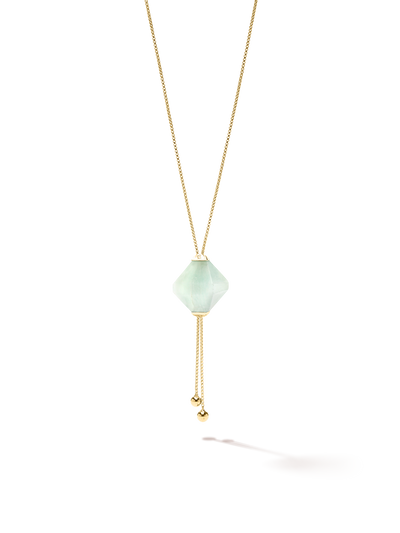 528 by CfH - Gliding Crystal Twin Pyramid Necklace - Amazonite - 18K Yellow Gold Vermeil - Close Up
