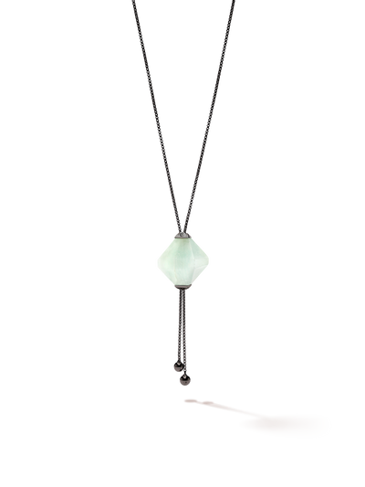 528 by CfH - Gliding Crystal Twin Pyramid Necklace - Amazonite - Black Ruthenium Plated Sterling Silver - Close Up