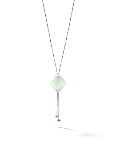 528 by CfH - Gliding Crystal Twin Pyramid Necklace - Amazonite - White Rhodium Plated Sterling Silver - Close Up