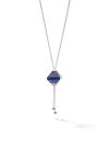 528 by CfH - Gliding Crystal Twin Pyramid Necklace - Lapis - White Rhodium Plated Sterling Silver - Close Up