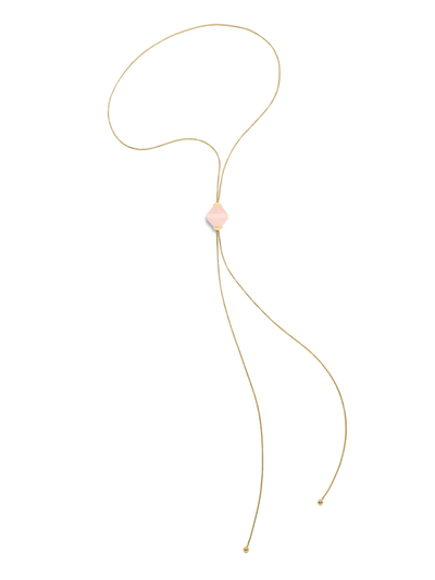 528 by CfH - Gliding Crystal Twin Pyramid Necklace - Rose Quartz - 18K Yellow Gold Vermeil - Silo