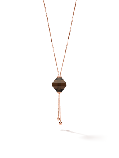 528 by CfH - Gliding Crystal Twin Pyramid Necklace - Smoky Quartz - 18K Rose Gold Vermeil - Close Up