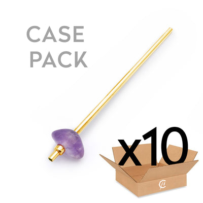 10pc Case - AMETHYST Crystal Straw - Yellow Gold Finish by Crystals for Humanity