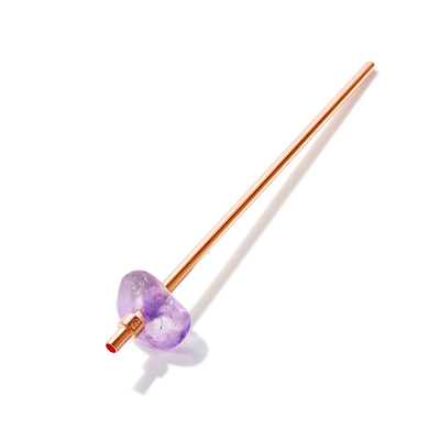 Angle Image of AMETHYST Crystal Straw - Rose Gold Finish by Crystals for Humanity