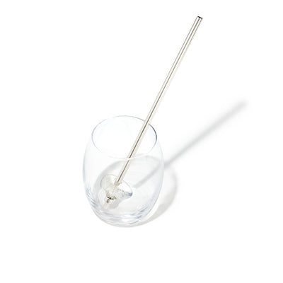 CLEAR QUARTZ Crystal Straw - Silver Finish by Crystals for Humanity shown in a Drinking Glass