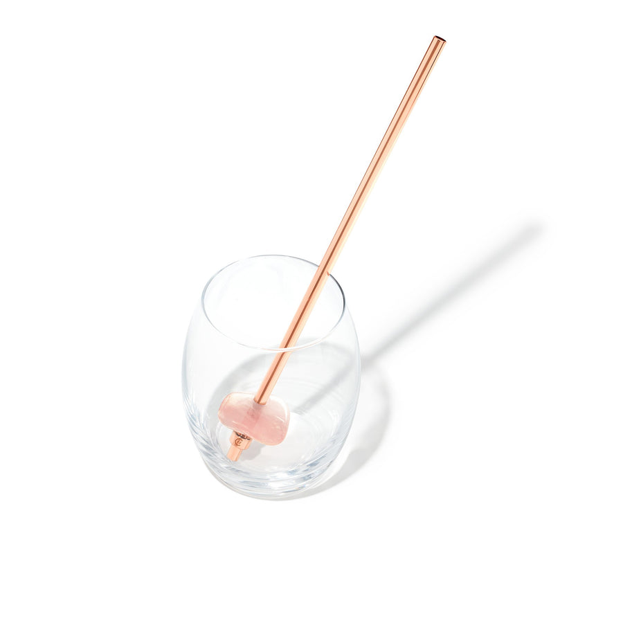 Angle Image of ROSE QUARTZ Crystal Straw - Rose Gold Finish by Crystals for Humanity