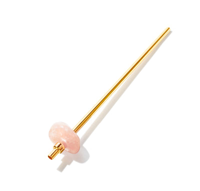 Angle Image of ROSE QUARTZ Crystal Straw - Yellow Gold Finish by Crystals for Humanity