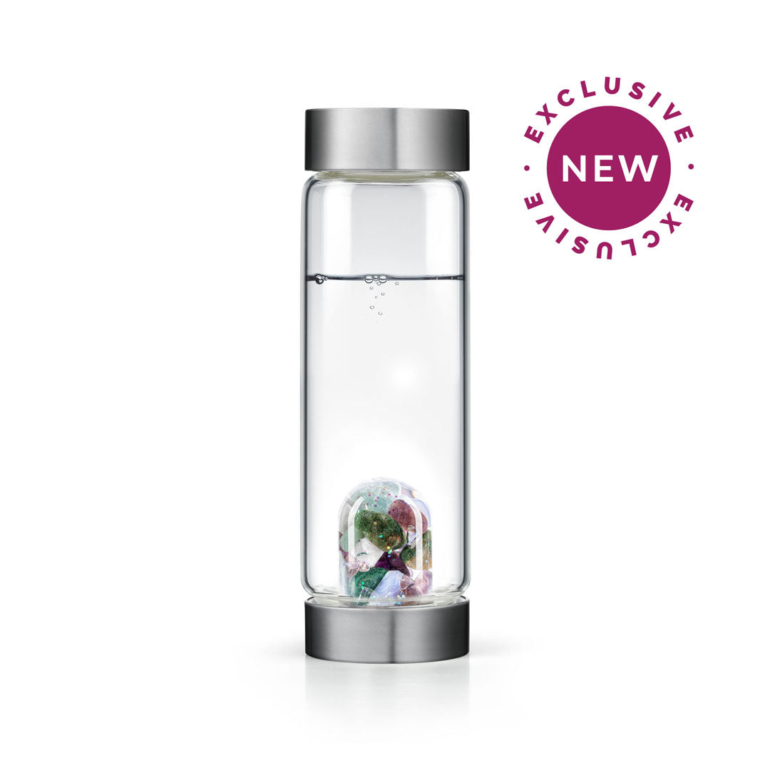 Love Bottle reusable glass water bottle, mermaid, purple